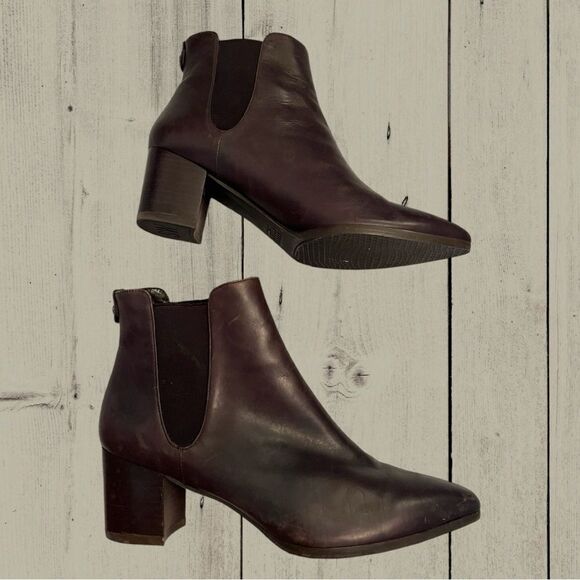 Stuart Weitzman Apogeelo brown leather Chelsea ankle boots heel pointed toe - Picture 1 of 10